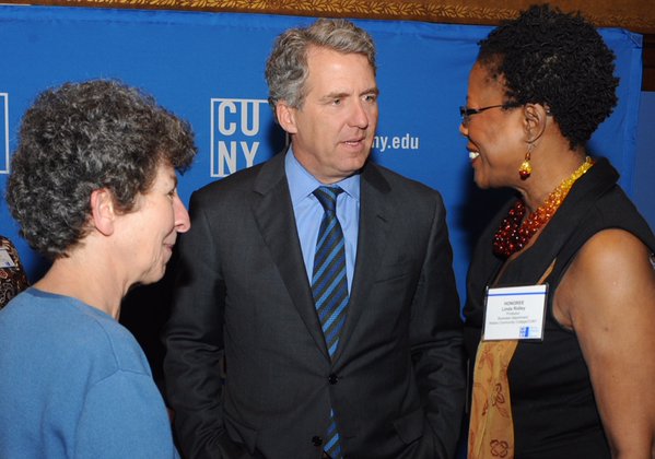 Prof. Linda Ridley with CUNY Chancellor Milliken at CUNY's Salute to Scholars